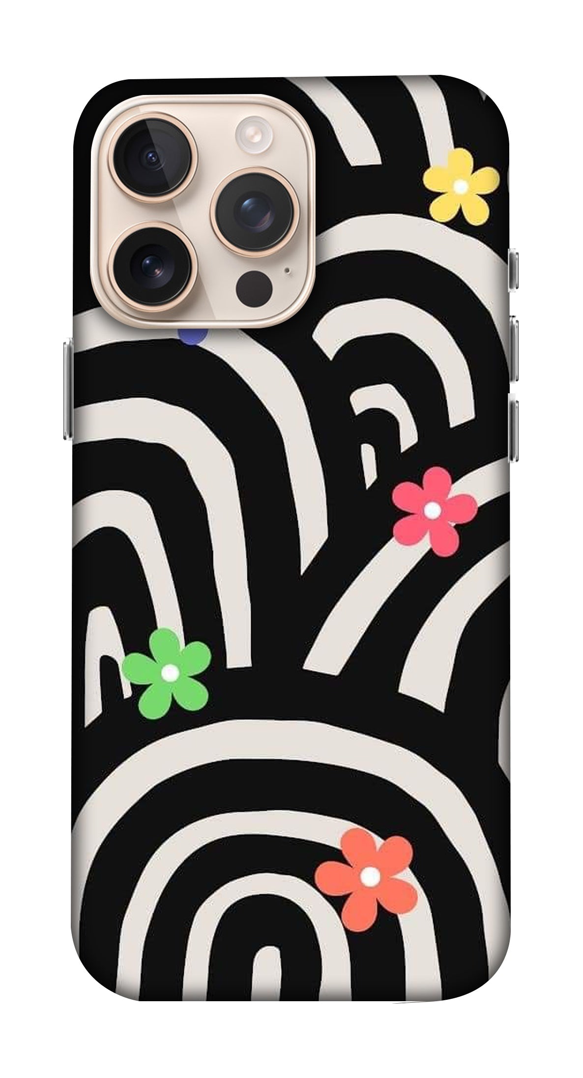 Black and White Colorful Flowers Shapes Phone Case