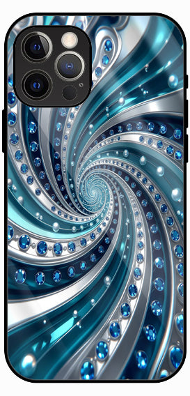 Blue Spiral Chrome Texture Luxury Glass Back Phone Case