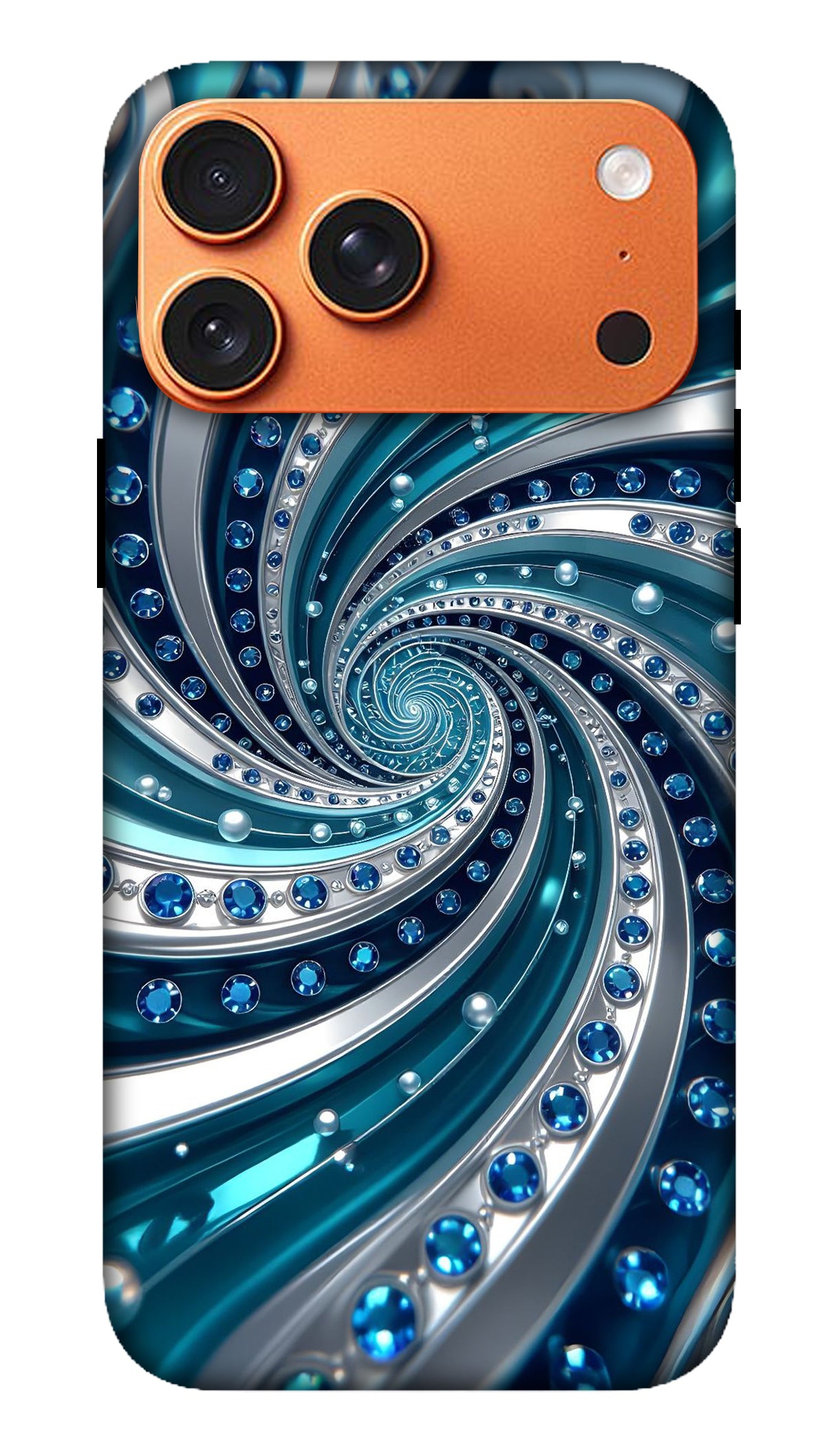 Blue Swirl Chrome Pattern Phone Case
