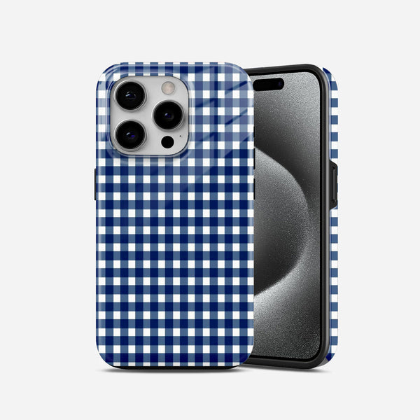Blue and White Checks 2 in 1 Mobile Case