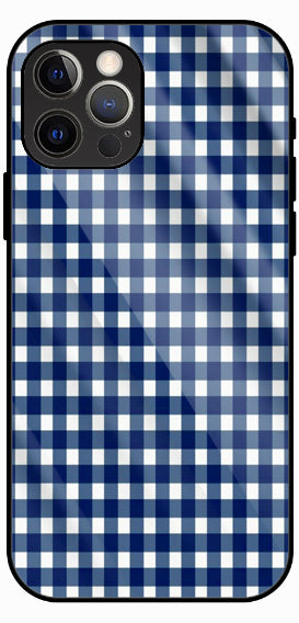 Blue and White Checks Premium Glass Phone Case