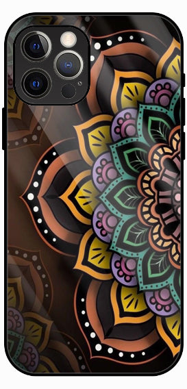 Colorful Mandala Circle Design Luxury Glass Back Phone Case