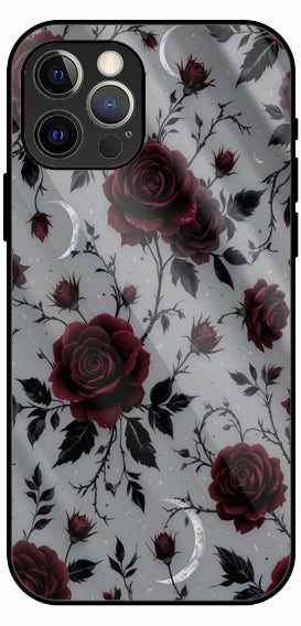 Dark Floral Grunge Art Luxury Glass Back Phone Case