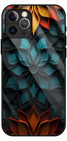 Dark Geometric Waves Luxury Glass Back Phone Case