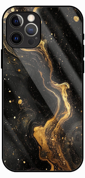 Dark Marble Gold Accent Luxury Glass Back Phone Case