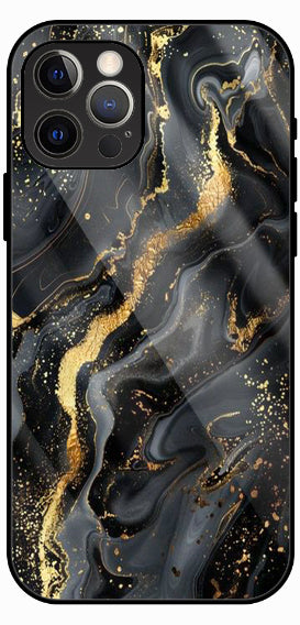 Dark Marble Gold Lines Luxury Glass Back Phone Case