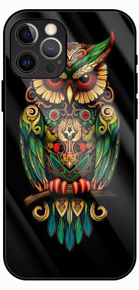 Dark Owl Artistic Design Luxury Glass Back Phone Case