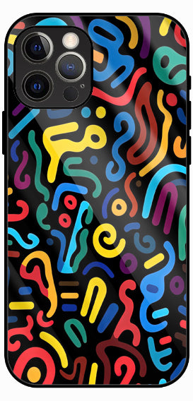 Doodle Pop Abstract Design Luxury Glass Back Phone Case