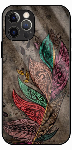 Feather Texture Art Design Luxury Glass Back Phone Case