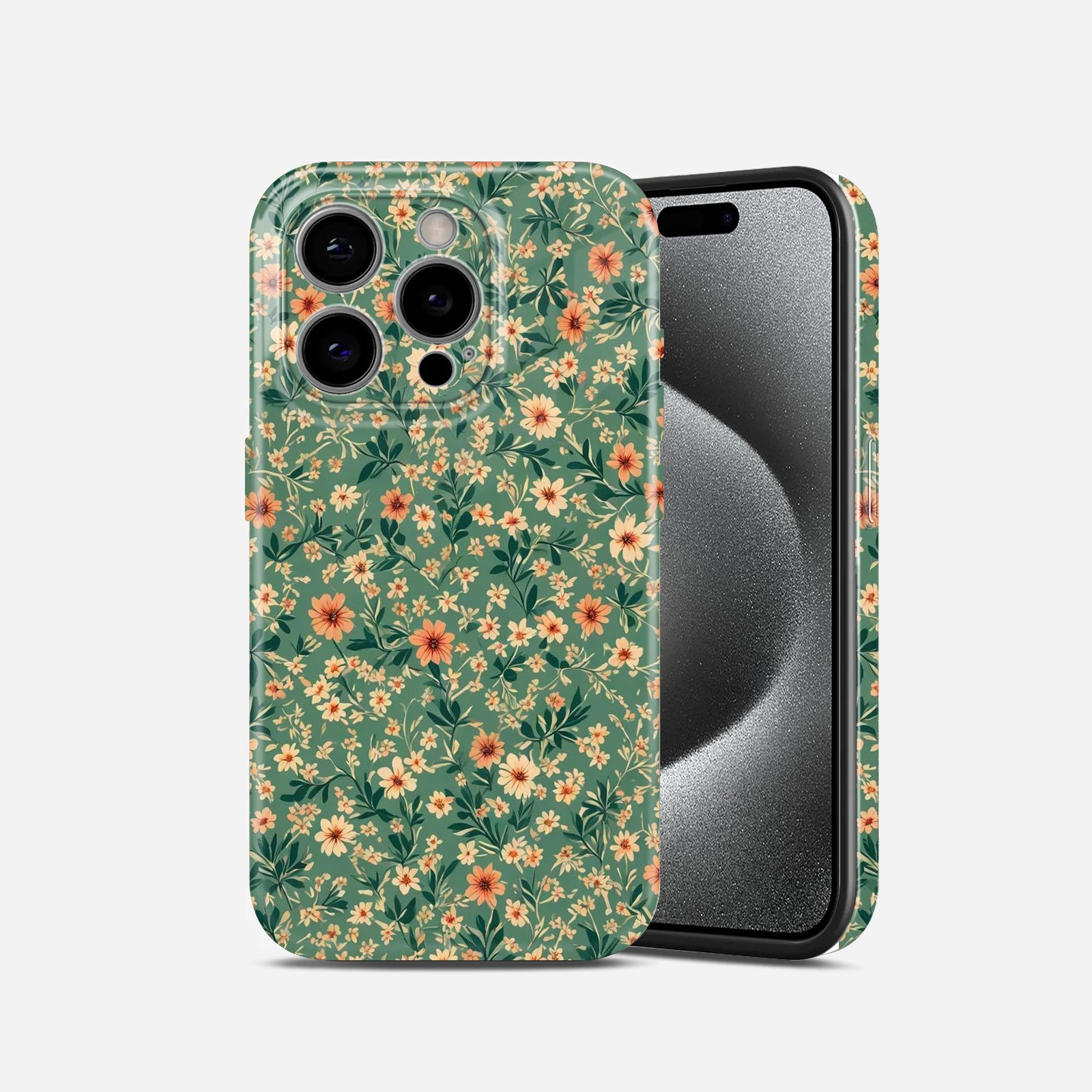 Floral Green Pattern Hard Glossy Case - Stylish & Protective Cover