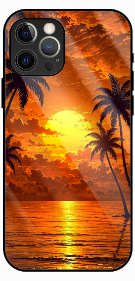 Golden Hour Beach Sunset Luxury Glass Back Phone Case
