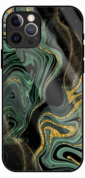 Green Marble Flow Pattern Luxury Glass Back Phone Case