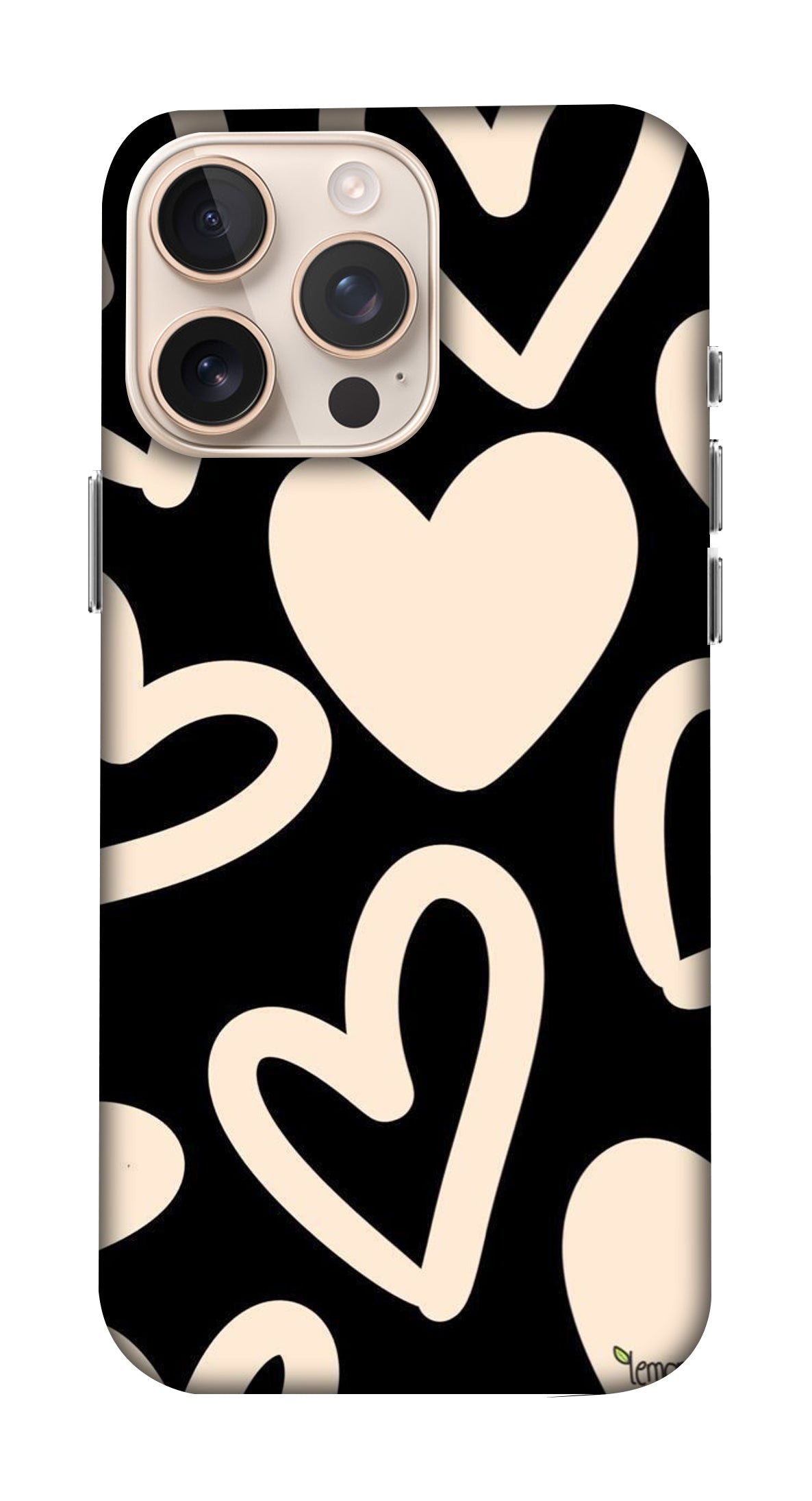 Heart Shapes In Beige with Black Mobicase