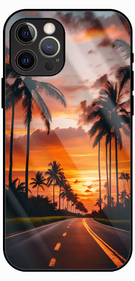 Highway Sunset Drive Luxury Glass Back Phone Case