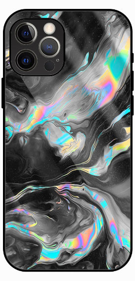 Holographic Chrome Texture Luxury Glass Back Phone Case