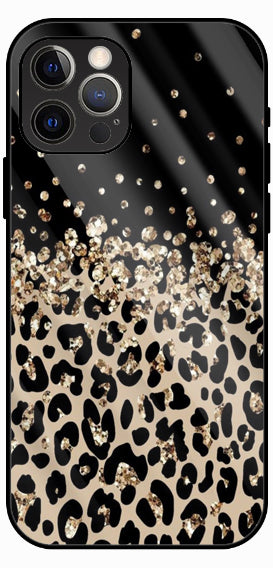 Leopard Glitter Fade Luxury Glass Back Phone Case