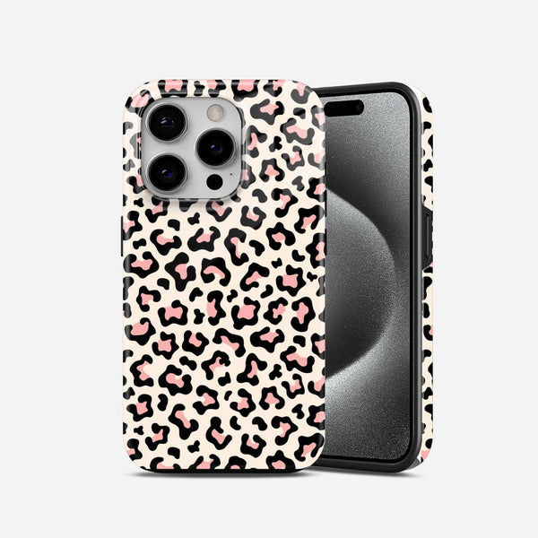 Leopard Pink and Black 2 In 1 Mobile Case
