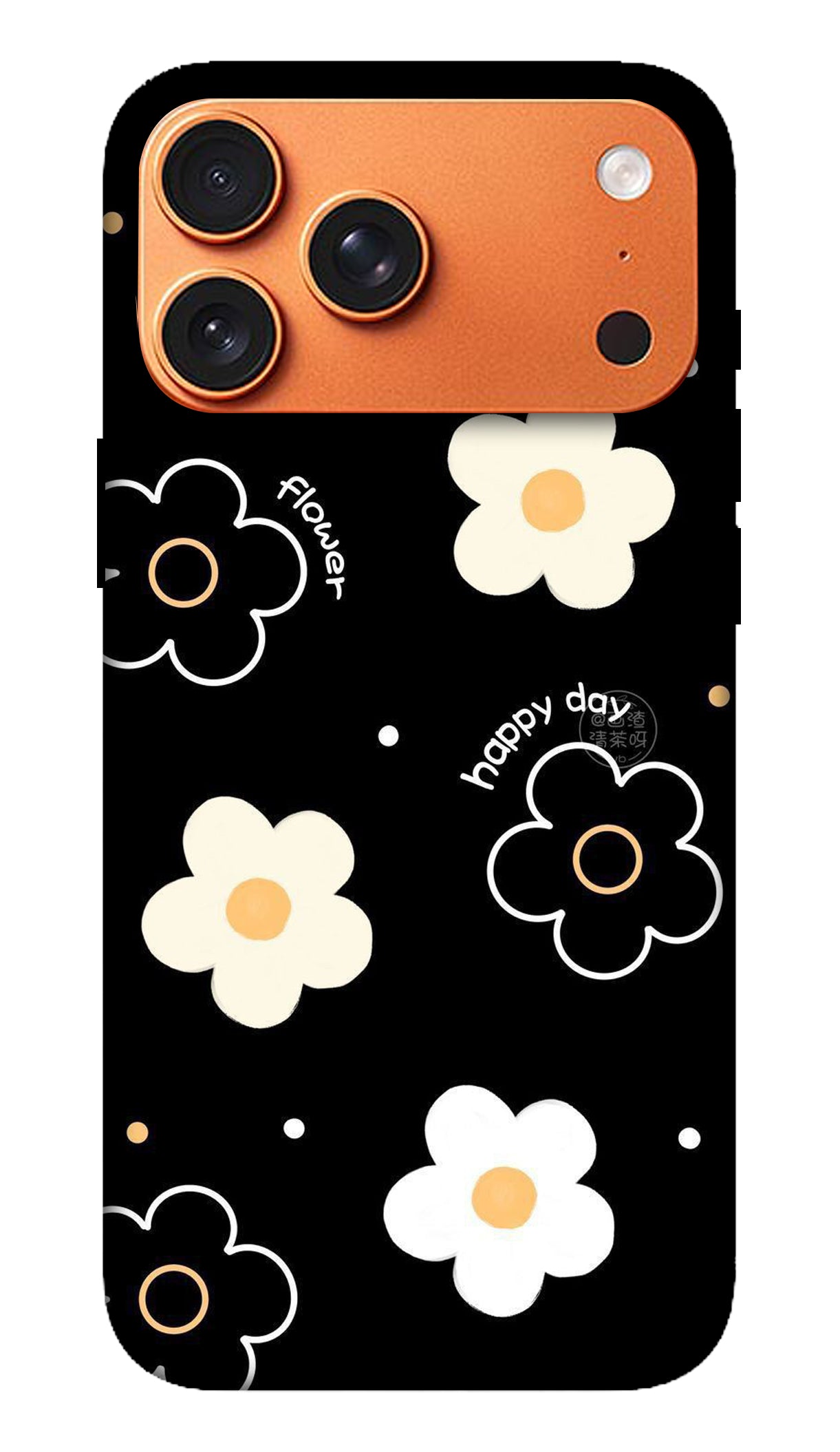 Minimal White Flower Black Phone Case