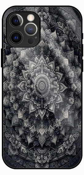 Monochrome Mandala Texture Luxury Glass Back Phone Case