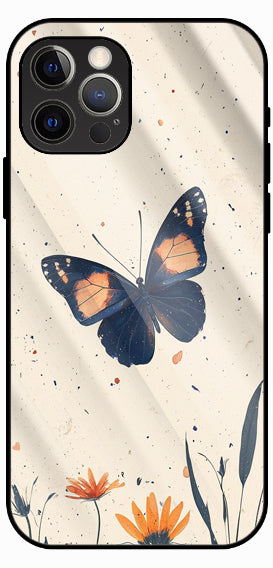 Neutral Butterfly Soft Tone Luxury Glass Back Phone Case
