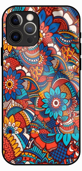 Orange Blue Abstract Fusion Luxury Glass Back Phone Case