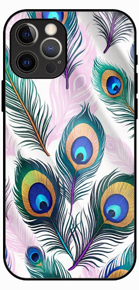 Peacock Feather Art Luxury Glass Back Phone Case