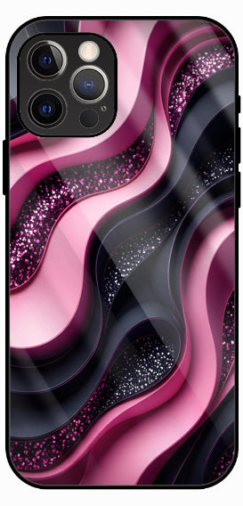 Pink Fluid Chrome Waves Luxury Glass Back Phone Case
