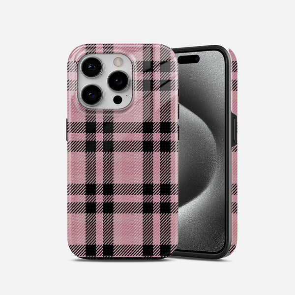 Pink and Black Plaid 2 in 1 Mobil Case