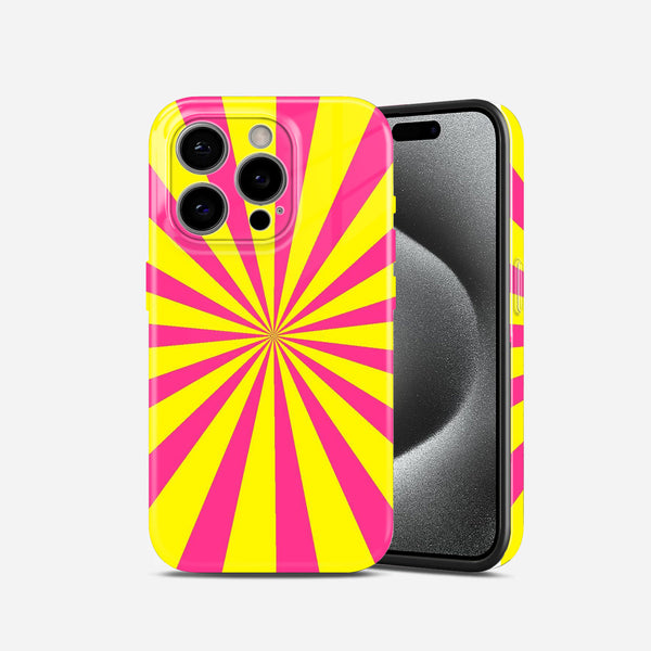 Pink and Yellow Sunburst Hard Glossy Case - Stylish & Protective Cover