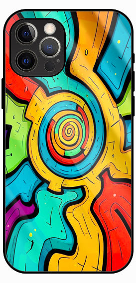 Pop Circle Retro Abstract Art Luxury Glass Back Phone Case