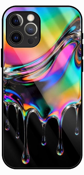 Rainbow Oil Spill Chrome Luxury Glass Back Phone Case