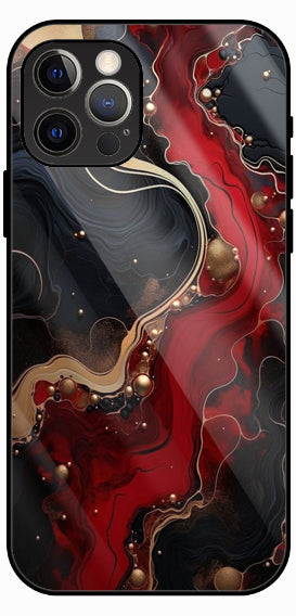 Red Black Marble Flow Luxury Glass Back Phone Case