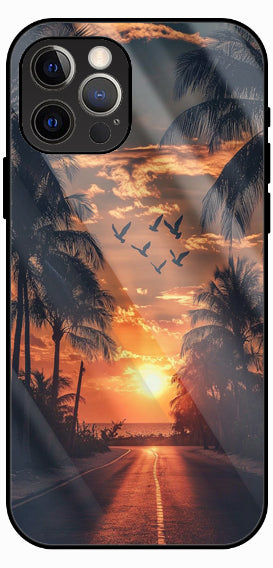 Sunset Road Aesthetic Luxury Glass Back Phone Case