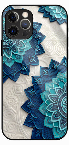 Teal Mandala Layered Art Luxury Glass Back Phone Case