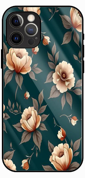 Teal Rose Garden Floral Luxury Glass Back Phone Case