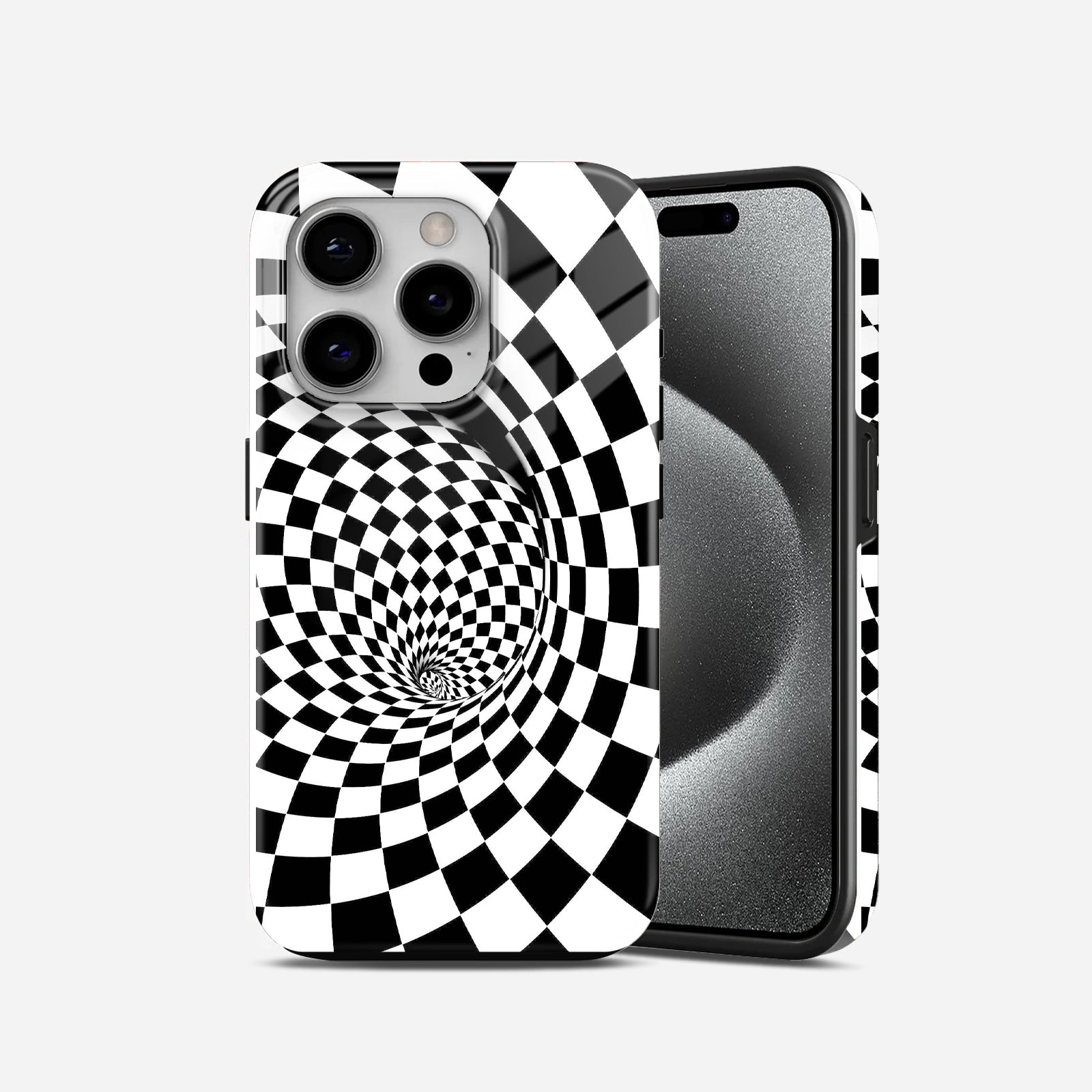 While and Black Checks 2 in 1 Mobile Case