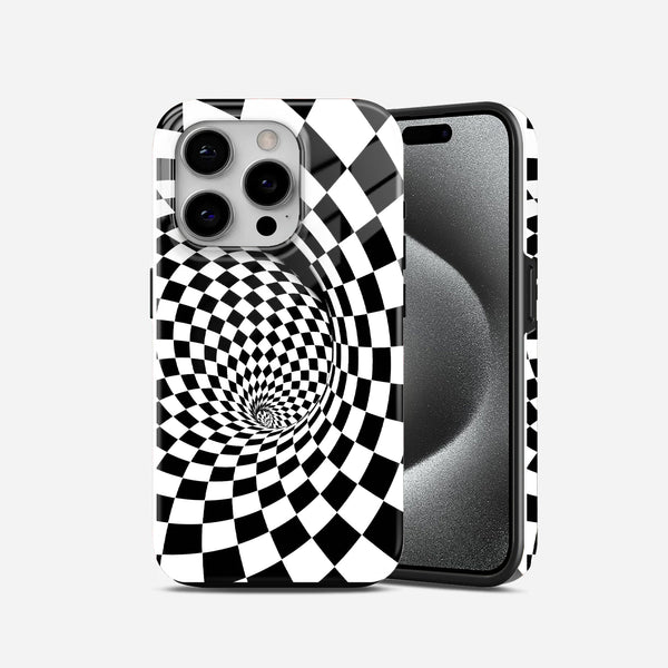 While and Black Checks 2 in 1 Mobile Case