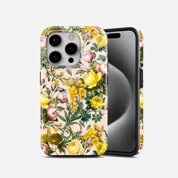 White and Yellow Floral 2 in 1 Mobile Case