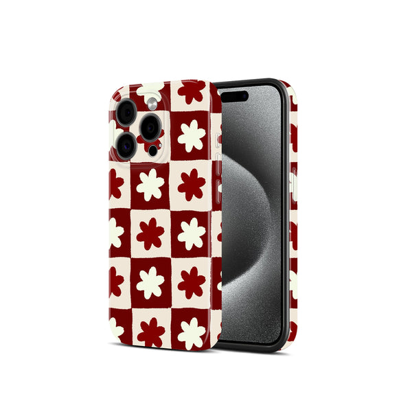 Red and White Checkered Floral Pattern, Hard Glossy Case - Stylish & Protective Cover