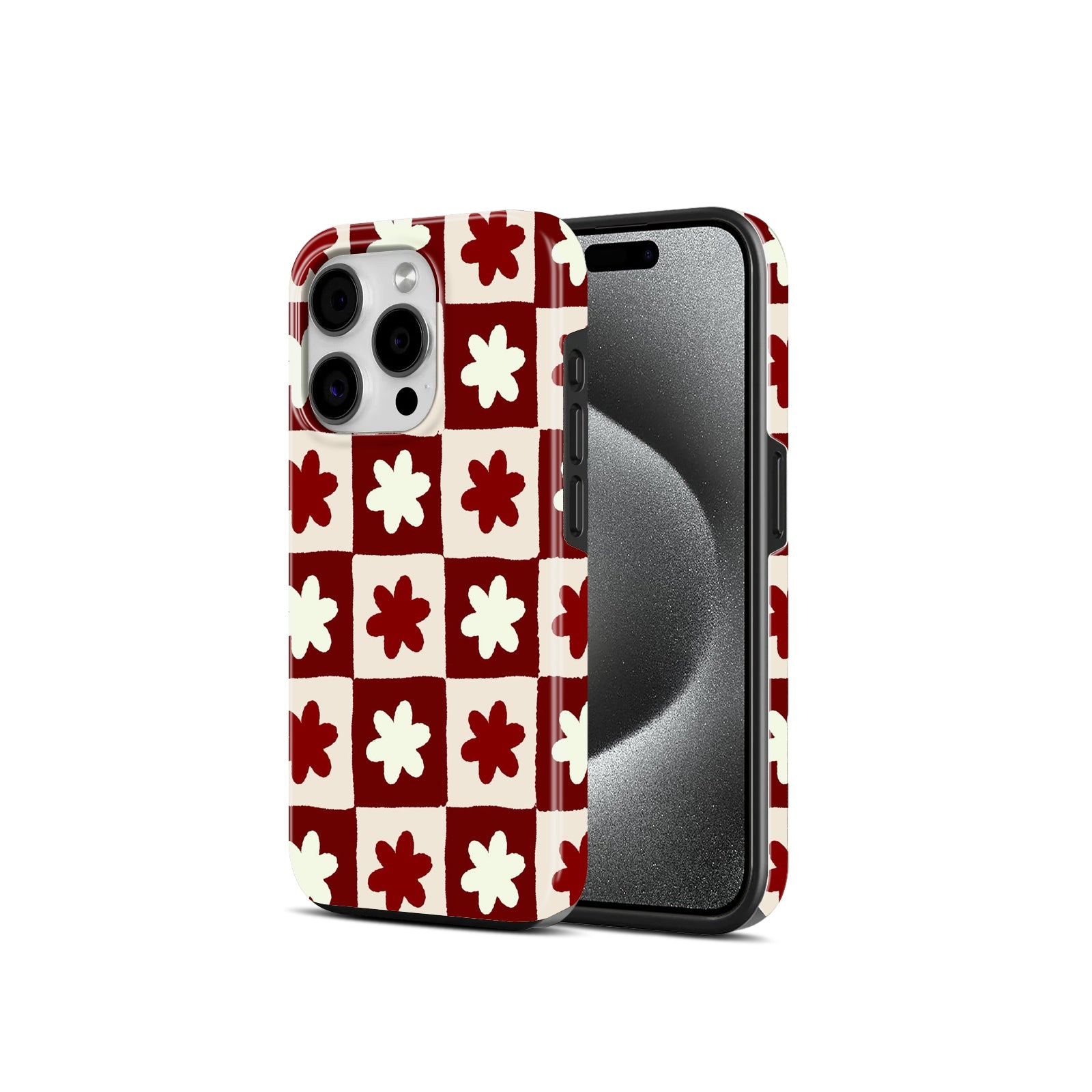 Floral Checkered 2 In 1 Mobile Case
