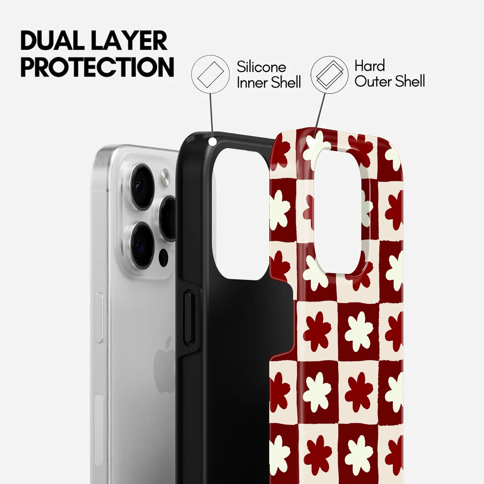 Floral Checkered 2 In 1 Mobile Case