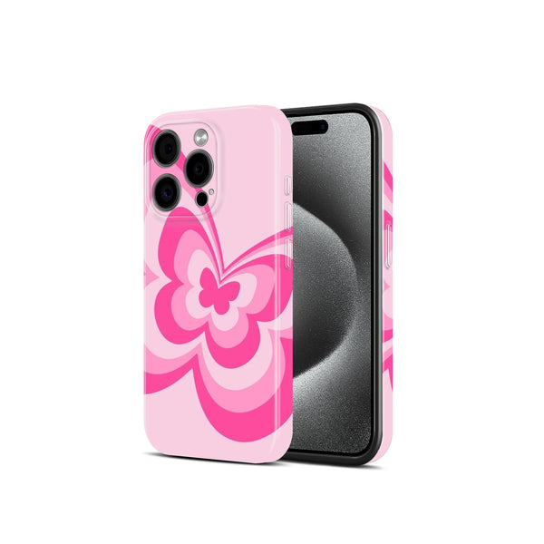 Pink Butterfly Design, Hard Glossy Case - Stylish & Protective Cover