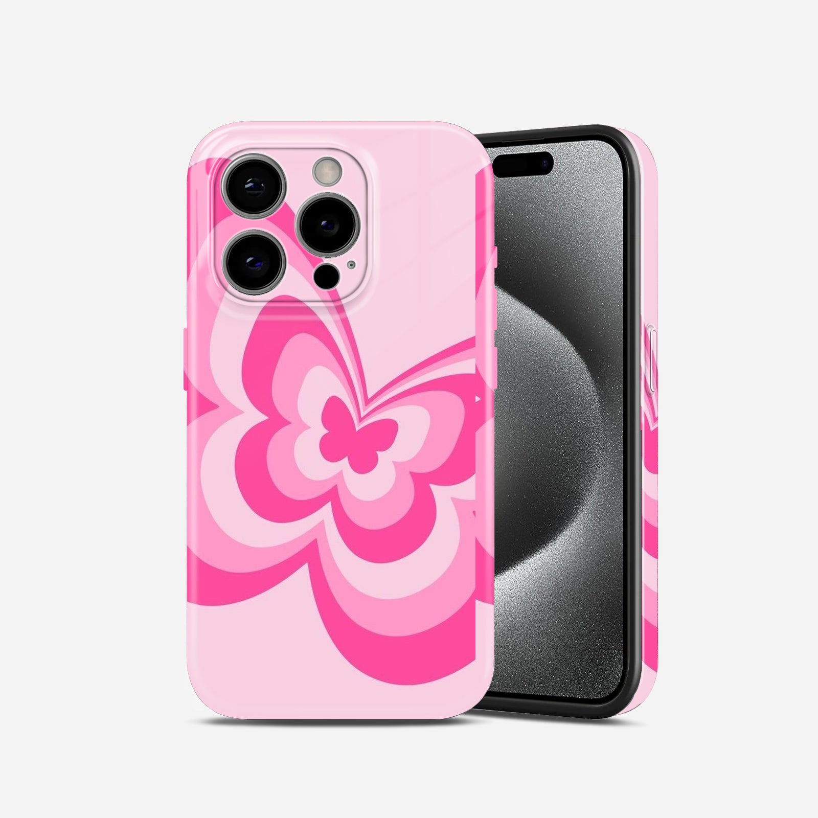Pink Butterfly Design, Hard Glossy Case - Stylish & Protective Cover