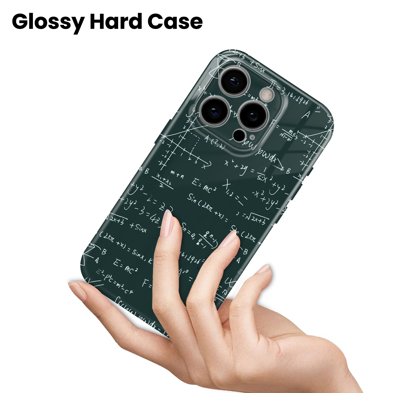 Green Chalkboard Math Equations Theme, Hard Glossy Case - Stylish & Protective Cover