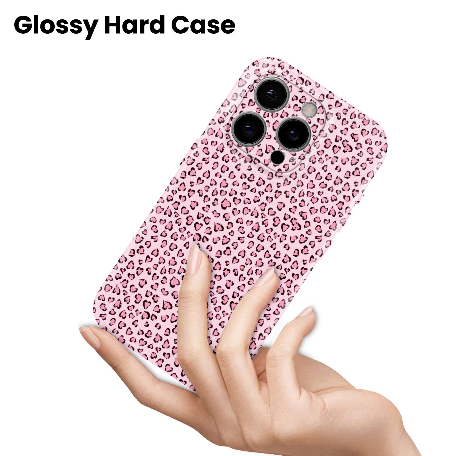Pink Leopard Heart Print, Hard Glossy Case - Stylish & Protective Cover
