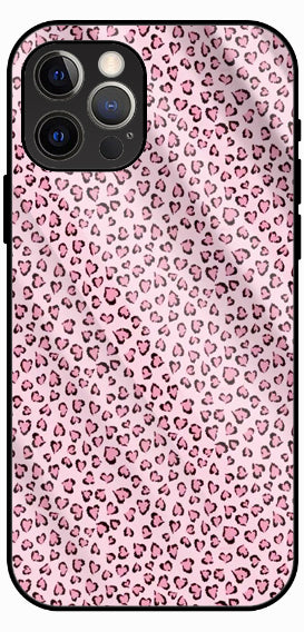 Pink Leopard Print Pattern, Luxury Glass Back Phone Case