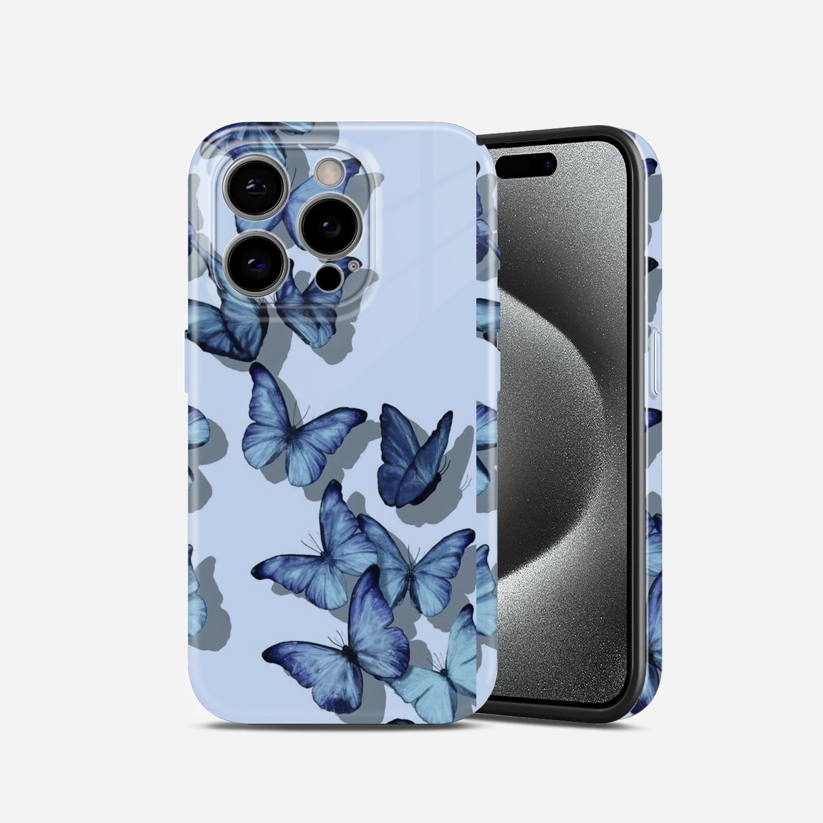 Blue Butterfly Print, Hard Glossy Case - Stylish & Protective Cover