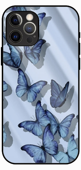 Butterfly Print, Luxury Glass Back Phone Case