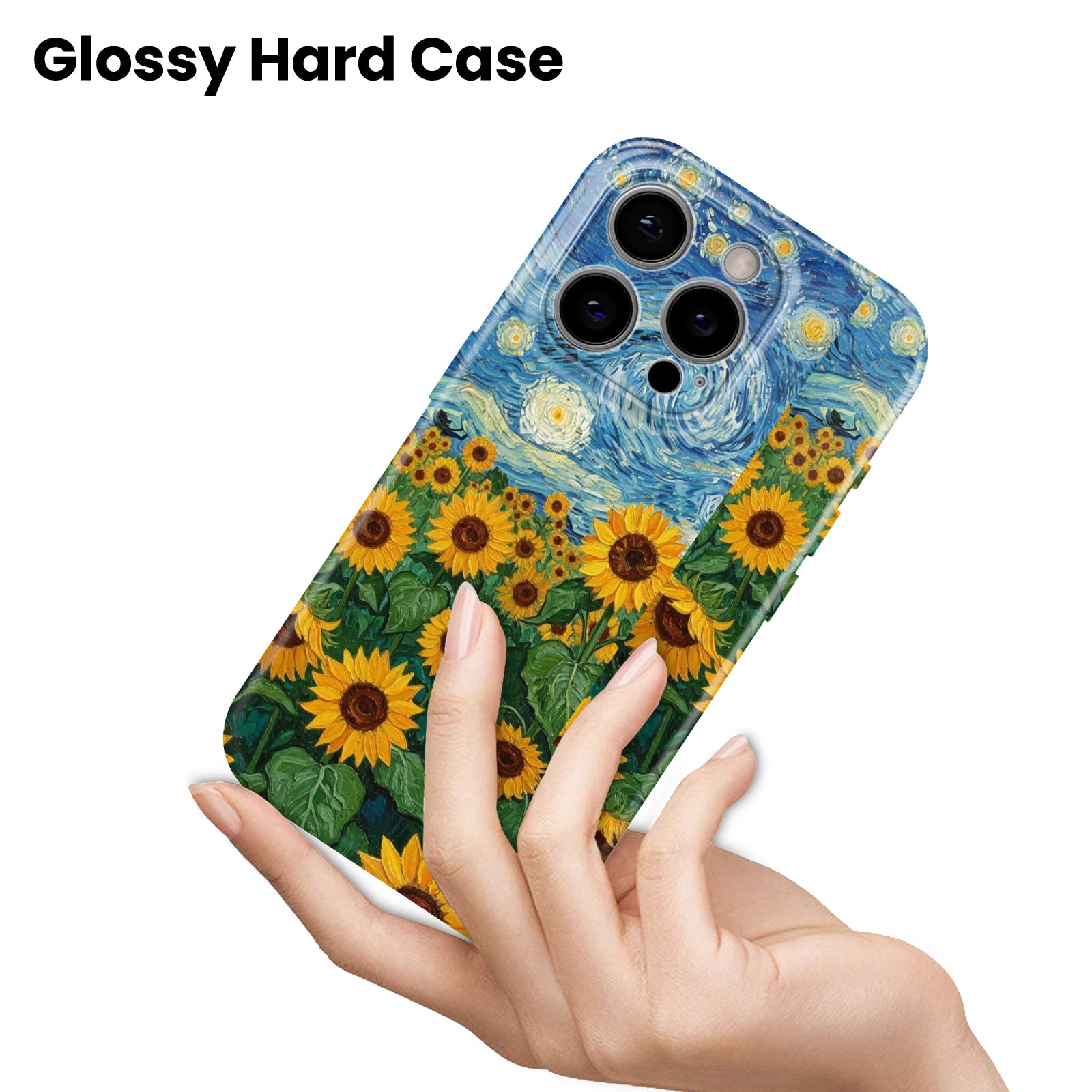 Van Gogh Starry Night Sunflower Field Art Design, Hard Glossy Case - Stylish & Protective Cover