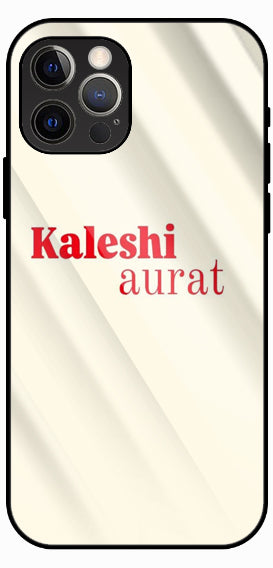 'Kaleshi Aurat' Text Print, Luxury Glass Back Phone Case